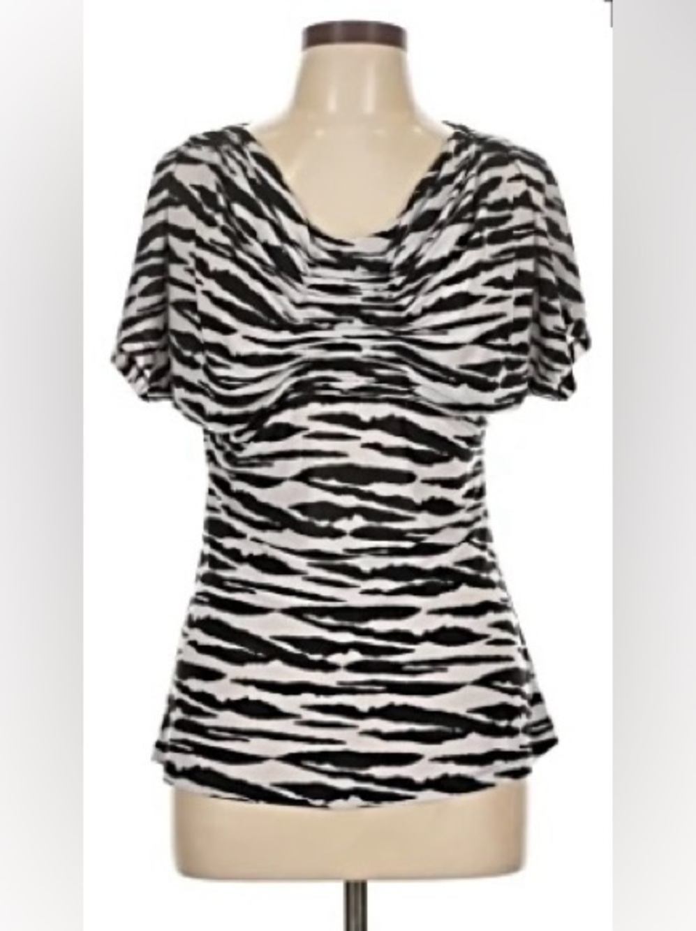 4/$20 Isabella Rodriguez Black & White Zebra Print Cowl Neck Top